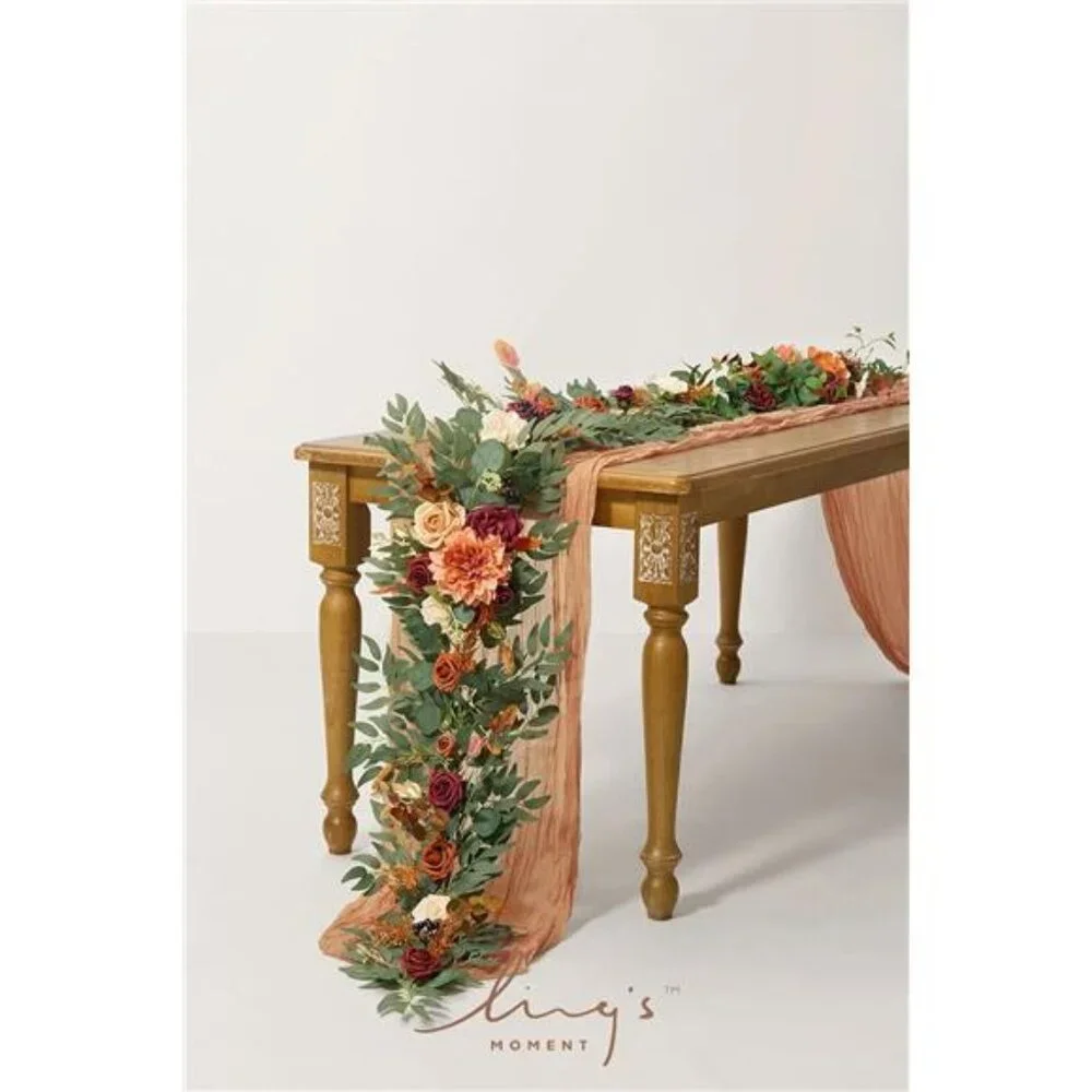Moment Terracotta Flower Garland - 6FT Eucalyptus & Rose -Sweetheart Table Decor